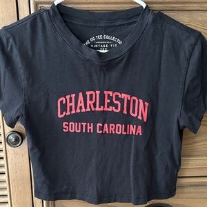 Aeropostale Black Crop Tee with Red Charleston Print